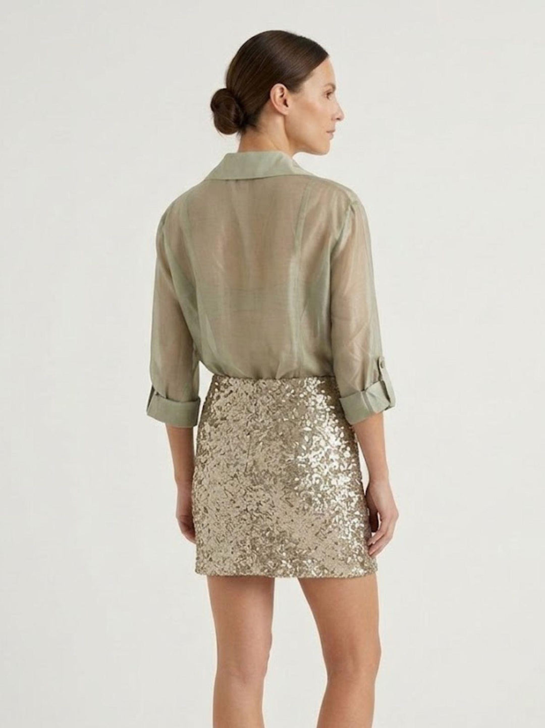 Camicia semitrasparente salvia M796/071 201 ANDREA MORANDO 