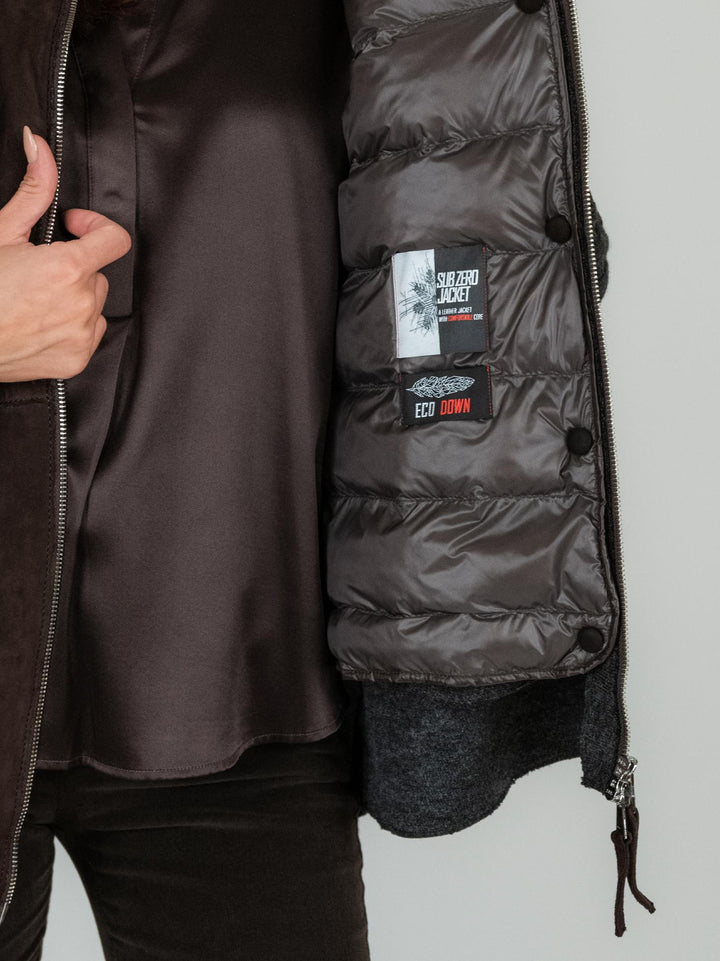 GIACCA MANTELLA ADELE CON PIUMINO 3 IN UNO TESTA MORO ADELE KNIT 618 JACK LEATHER 