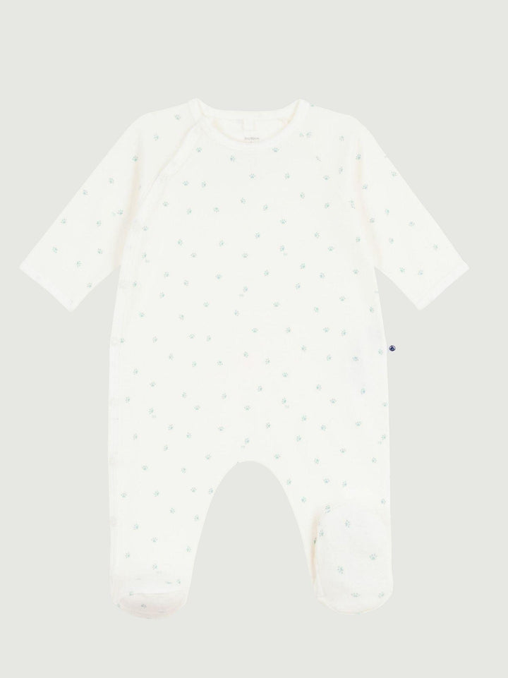 Tutina con piedini in cotone con stampa blu A0F2Q 01 PETIT BATEAU 