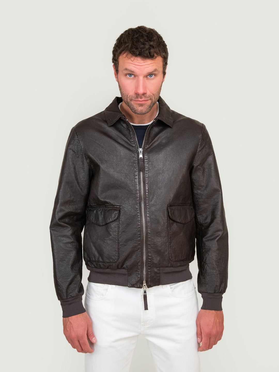 GIACCA IN PELLE MARRONE INVECCHIATA NEW JERSEY 06 JACK LEATHER 
