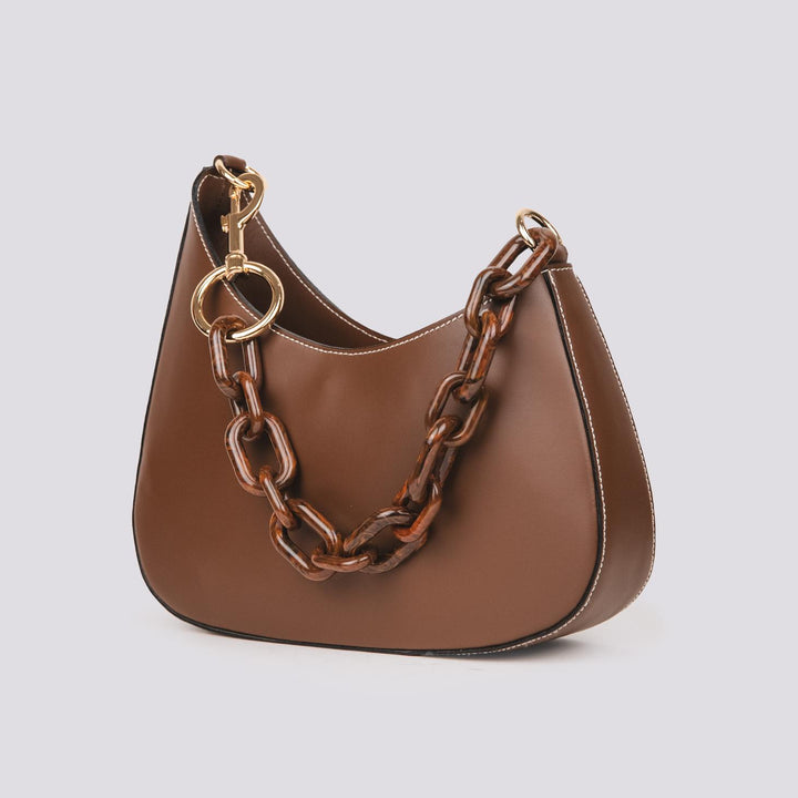 Borsa  CURVY con tracolla in osso in pelle marrone CURVY BRUCIATO BIMOR 