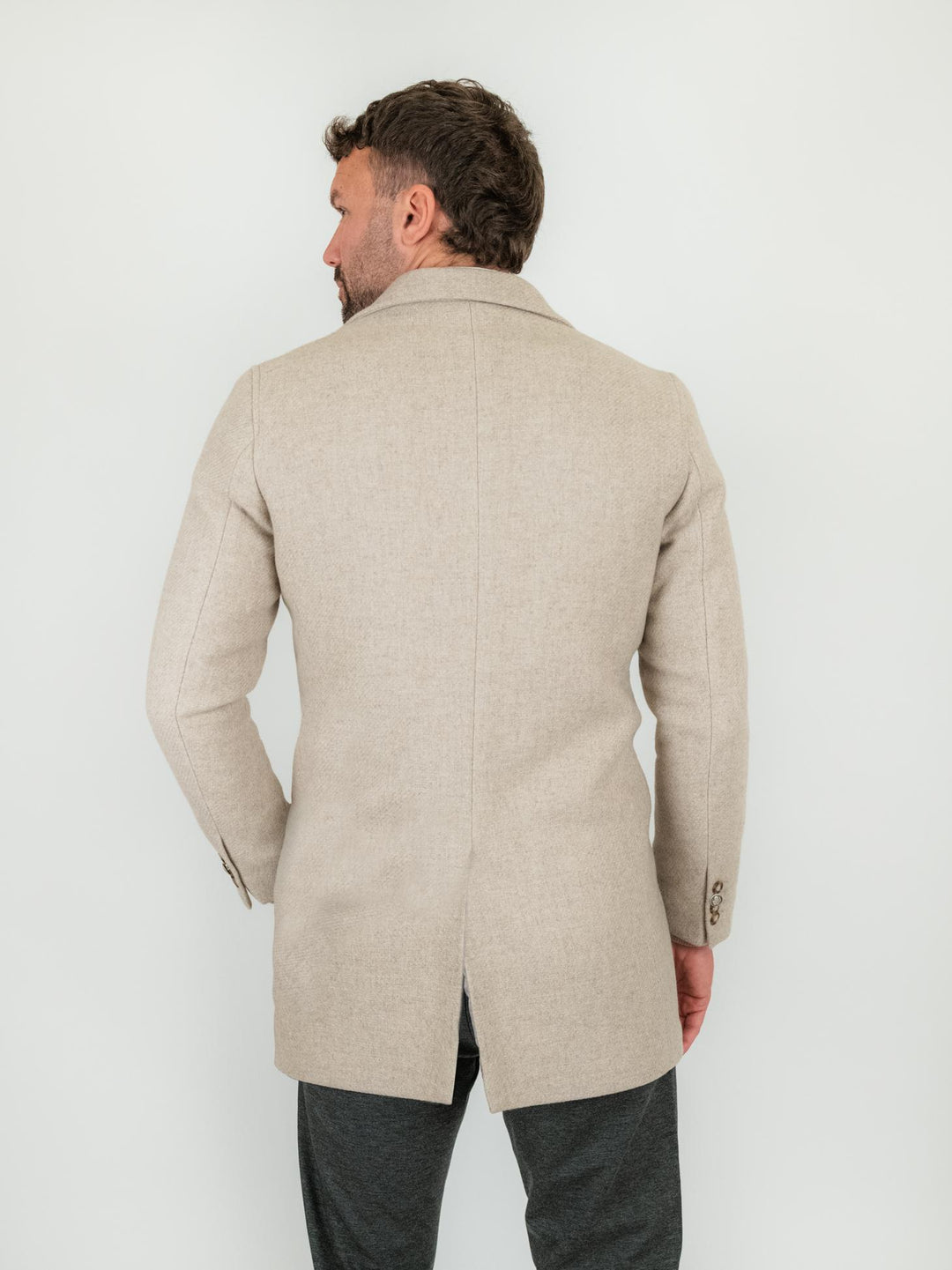 CAPPOTTO MONOPETTO BEIGE IN LANA GRACCHIO BEIGE ANDREA MORANDO 