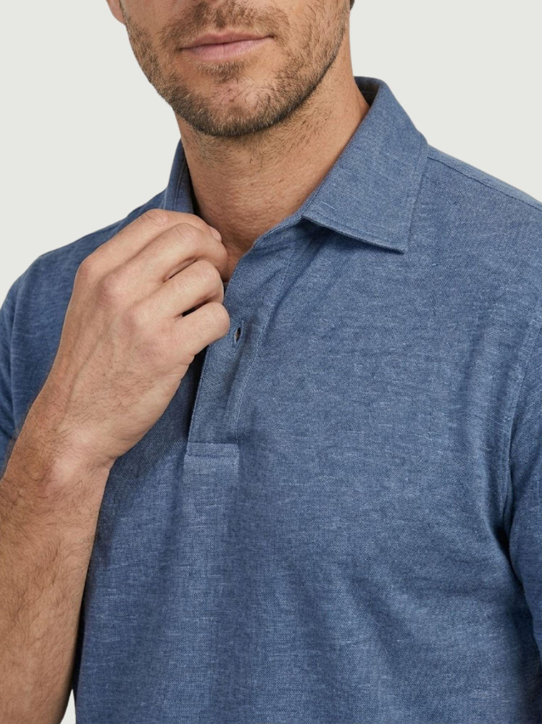 Polo in jersey lino cotone bluette BU26S08POJERSEYLINCOT 205 ANDREA MORANDO 
