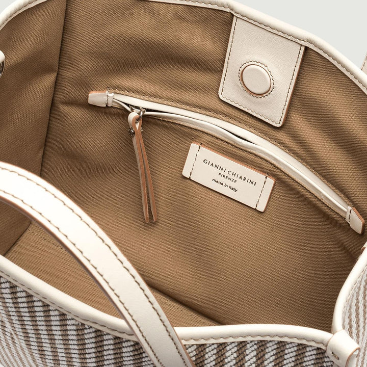 BORSA SHOPPING MISS MARCELLA IN TESSUTO RIGATO BICOLOR BS 9752/24PE CAB 10169 GIANNI CHIARINI 