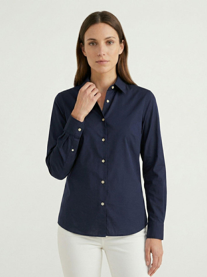 Camicia con bottoni madreperla in cotone navy RUBINO BLU ANDREA MORANDO 