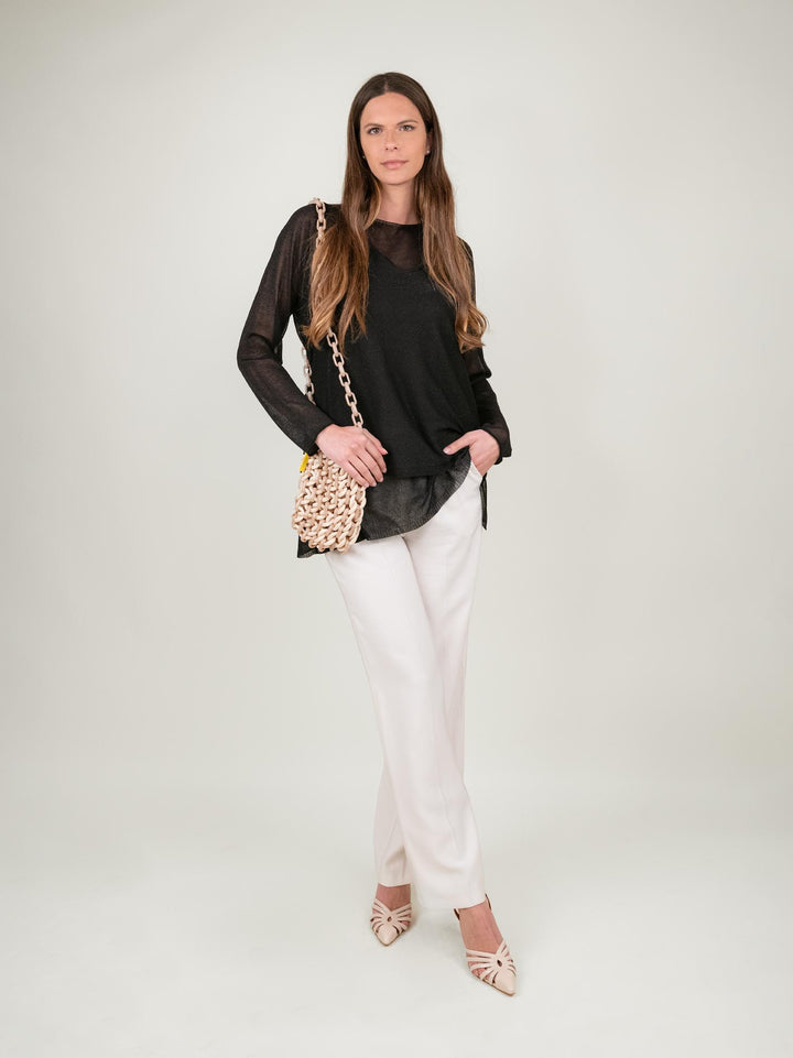 MAGLIA OVER NERA LUREX 12104 NERO ANDREA MORANDO 