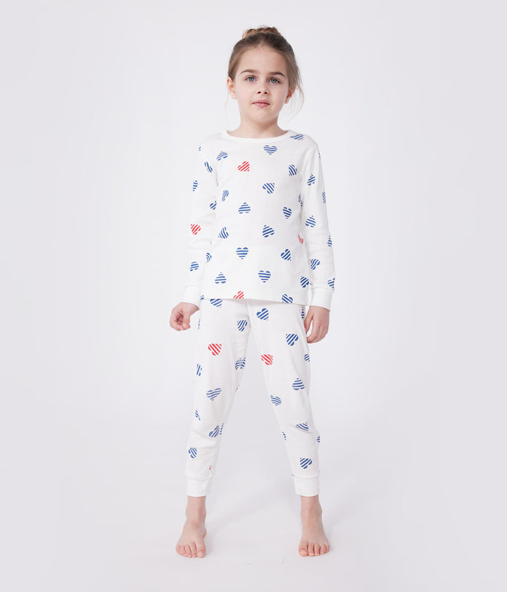 Pigiama a maniche lunghe in cotone con cuori stampati bambino