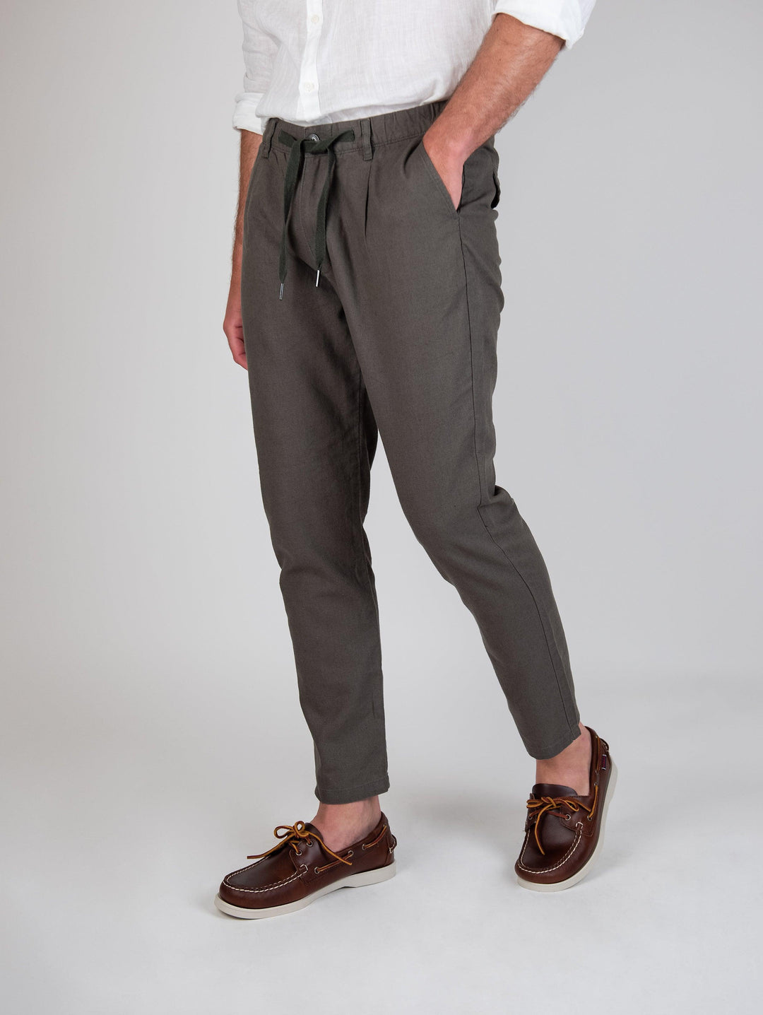 PANTALONE IN LINO E COTONE CON COULISSE