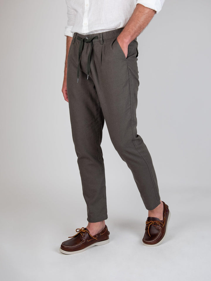 PANTALONE IN LINO E COTONE CON COULISSE