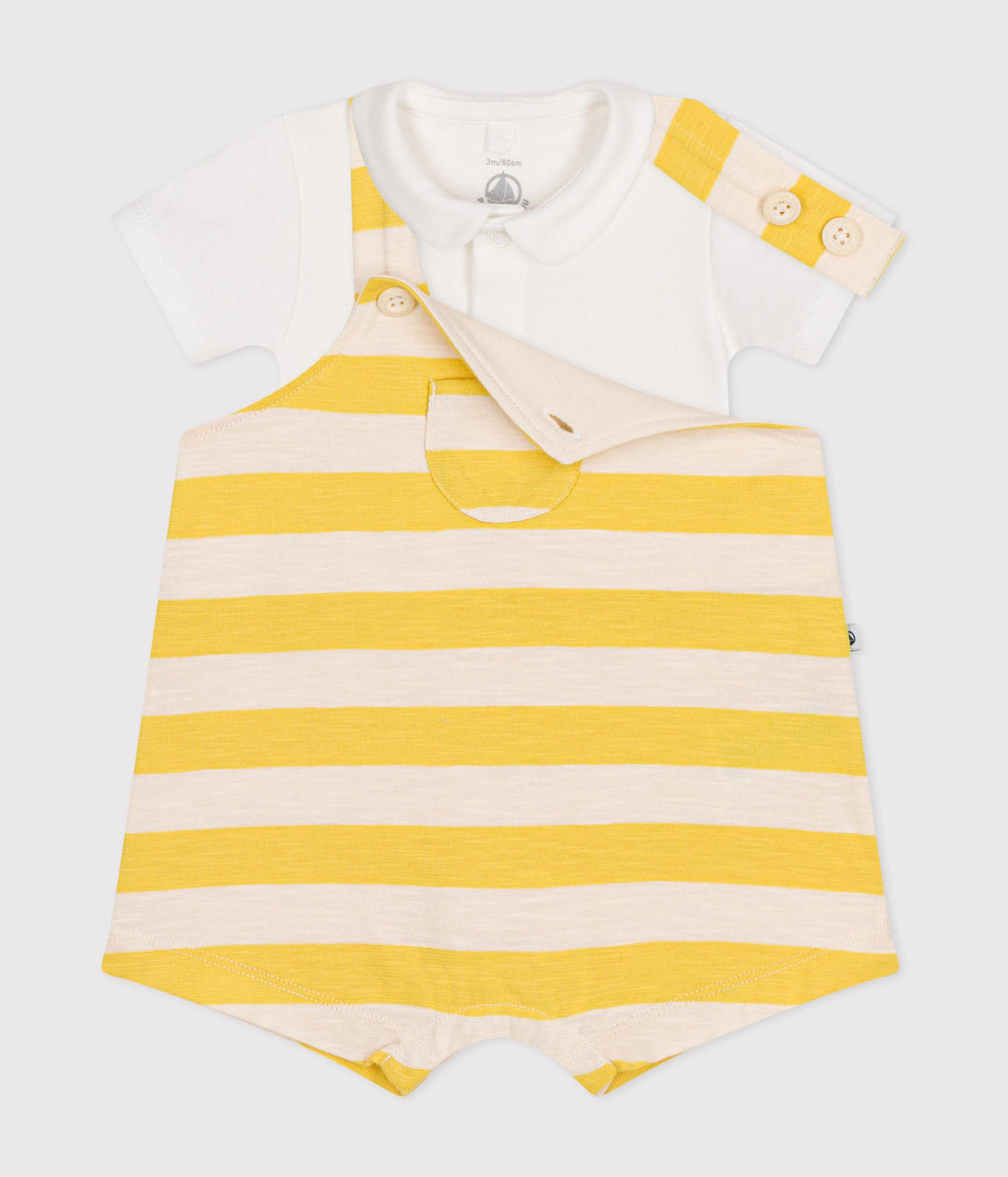 COMPLETO SALOPETTE BEBÈ IN JERSEY FIAMMATO A0AI0 01 PETIT BATEAU 