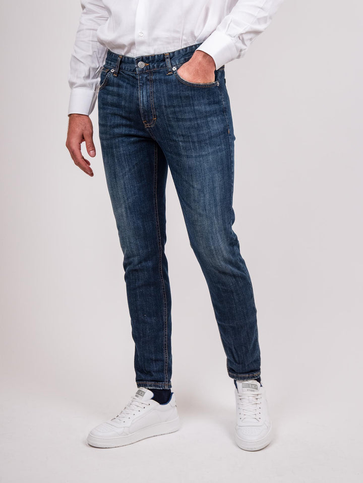 JEANS ANDREA MORANDO SCURO 5 TASCHE 7607CAR SABBIATURA ANDREA MORANDO 