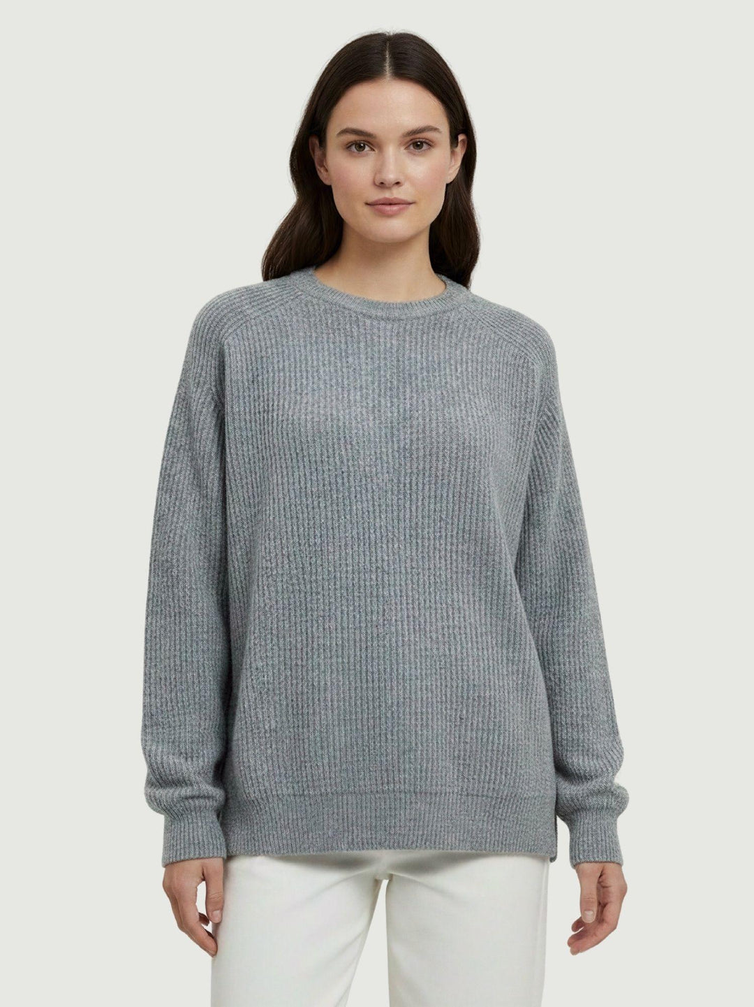 Maglia girocollo in lana e cashmere grigio 14264M ACCIAIO ANDREA MORANDO 