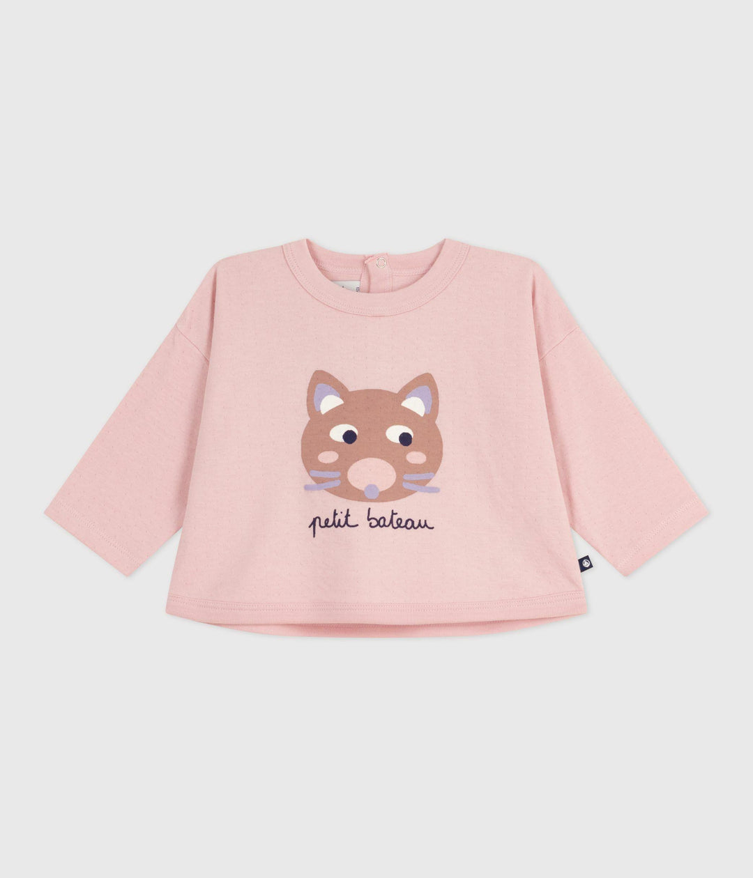 T-shirt a maniche lunghe in cotone con gatto A0EP1 01 PETIT BATEAU 