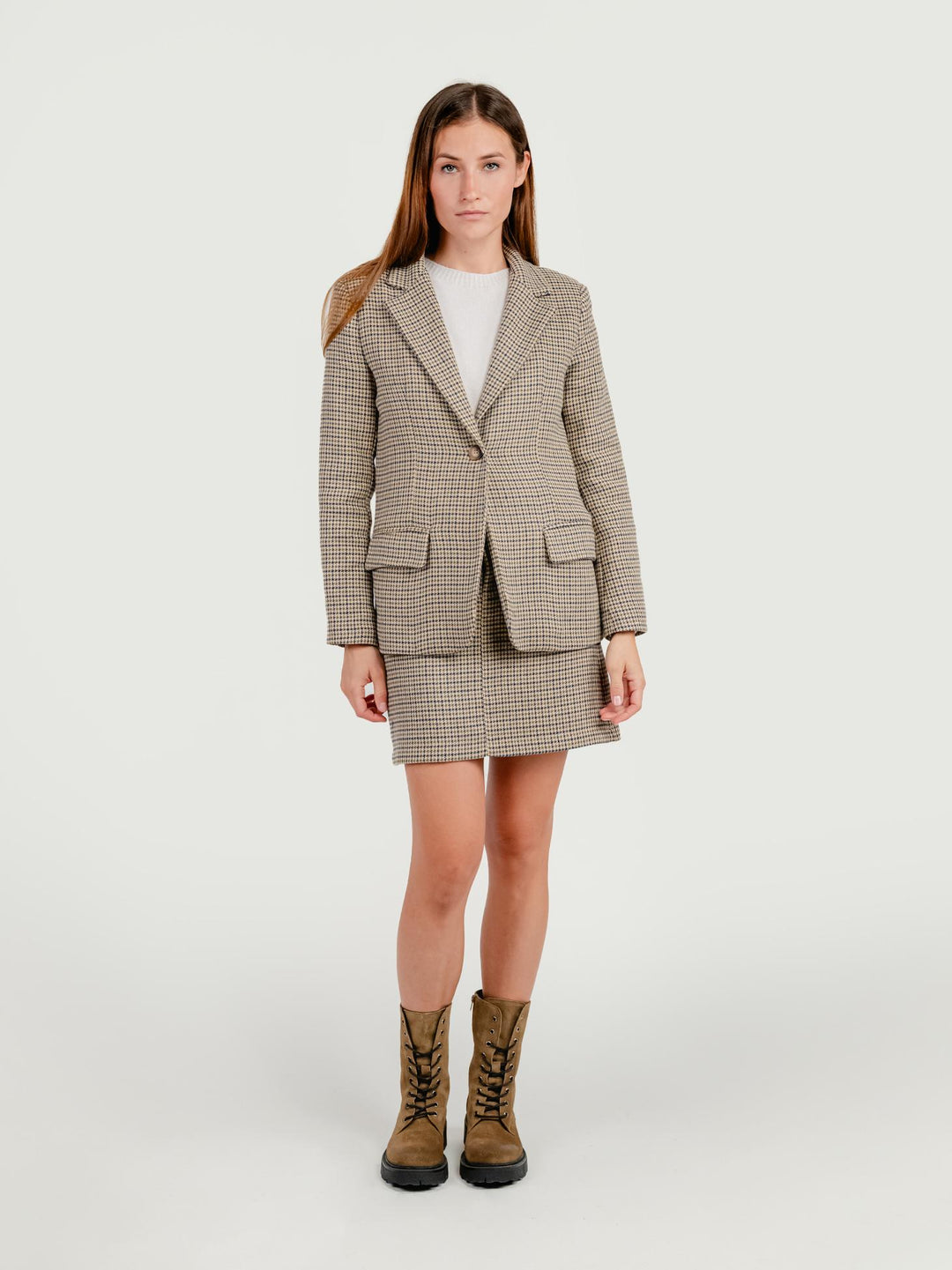 BLAZER PIED DE POULE BEIGE 9853 PIED DE POULE ANDREA MORANDO 