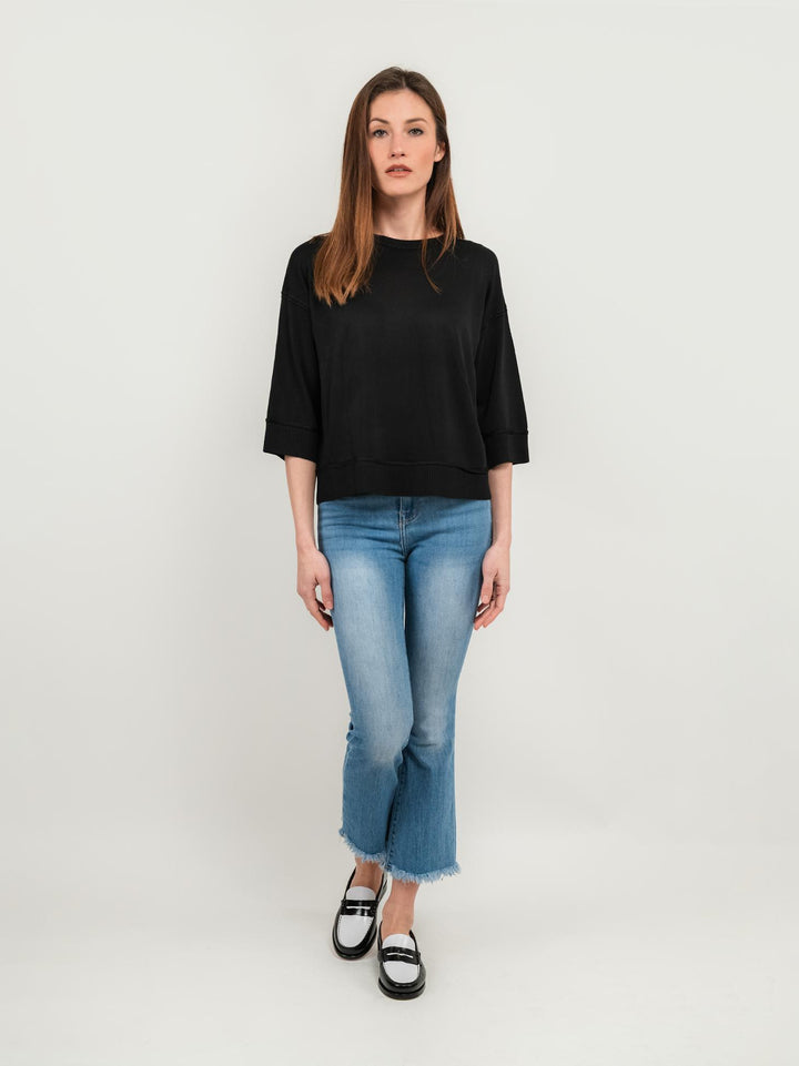 Jeans a trombetta sfrangiato in denim chiaro 1356 DENIM CHIARO ANDREA MORANDO 