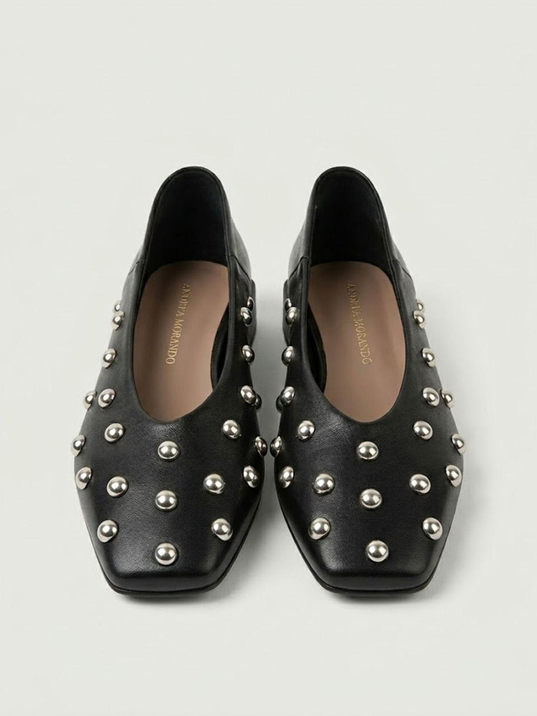 Ballerina borchiata in pelle nappa nera DARIA93G NERO ANDREA MORANDO 
