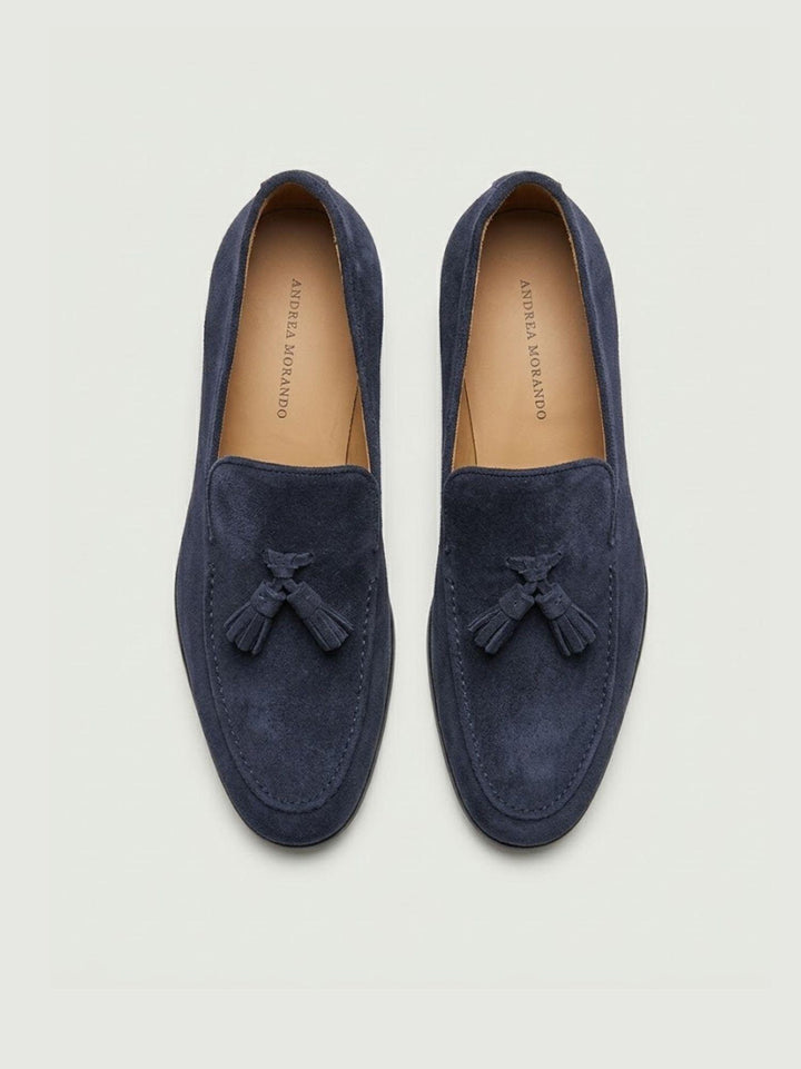 Mocassino Tassel Loafer in pelle scamosciata navy 1128 BLU NAVY ANDREA MORANDO 