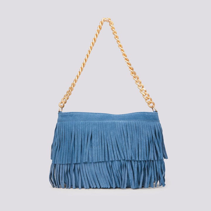 Borsa a tracolla in camoscio con frange carta zucchero Jigly JIGLY JEANS BIMOR 
