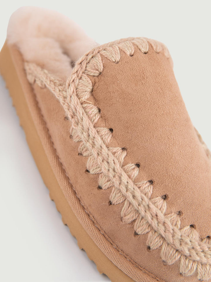 Pantofola MOU in pelle di montone Cammello FW10112 CAM MOU 