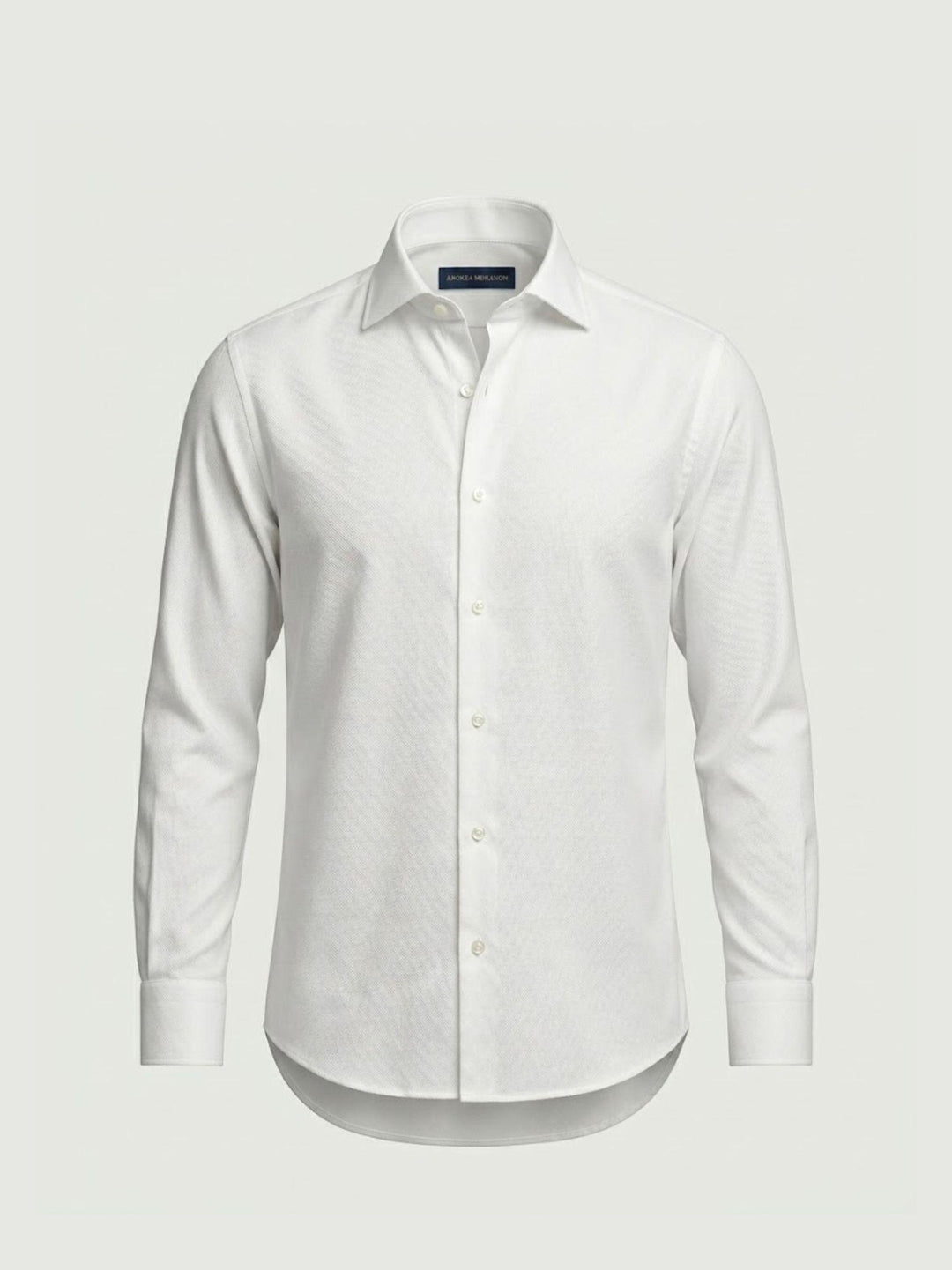 Camicia collo francese puntinata in cotone bianca regular DOMINGO/REG 1 ANDREA MORANDO 