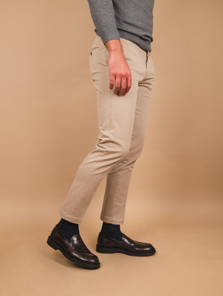 PANTALONE TASCA A FILO IN COTONE LISCIO BEIGE OF1CT00P004 166 ANDREA MORANDO 