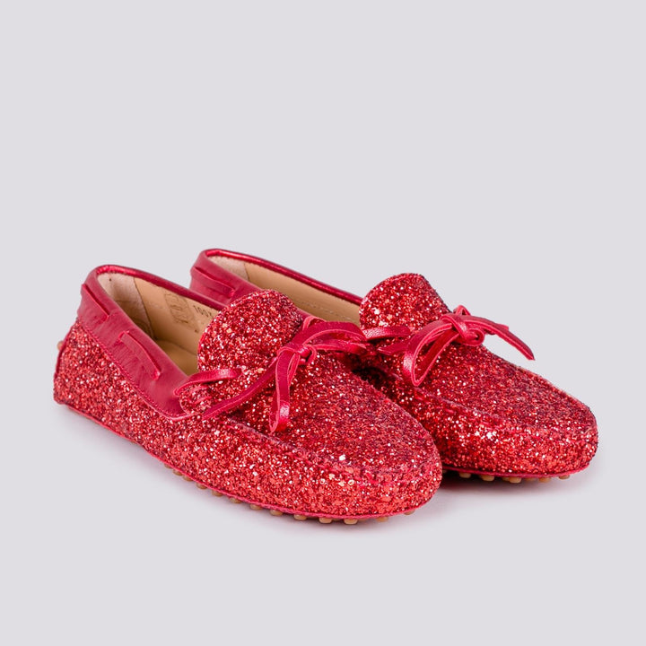 MOCASSINO CON GOMMINI IN GLITTER 1003/GLITTER ROSSO ANDREA MORANDO 