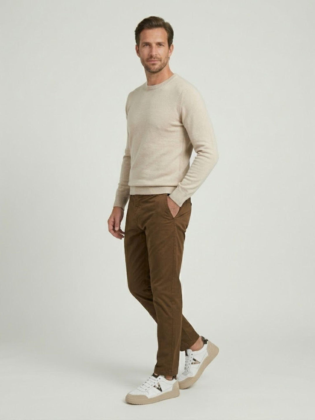 Pantalone chino in cotone cacao CO0123M 2009 ANDREA MORANDO 