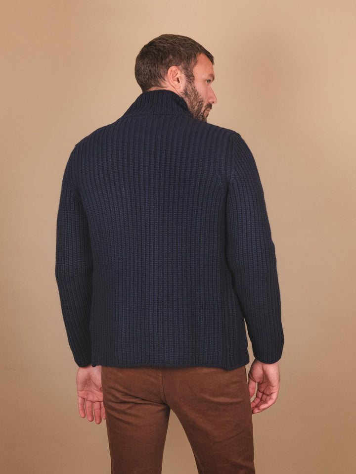 GIACCA CARDIGAN IN LANA VERGINE BLU 10166 598 ANDREA MORANDO 