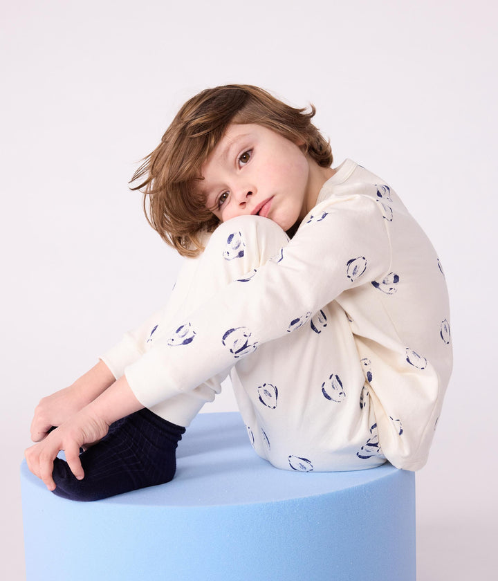 Pigiama bambino in tessuto felpato con pinguini stampati A0DS7 01 PETIT BATEAU 