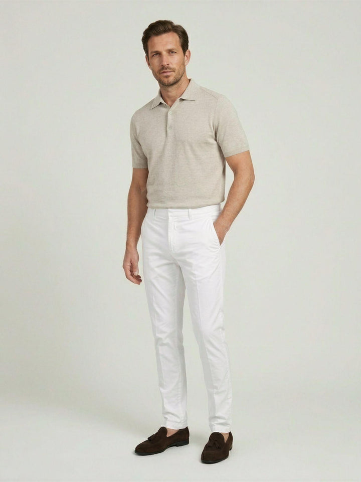 Pantalone chino con gancetto in cotone bianco T526BRO 001 NOLAB 