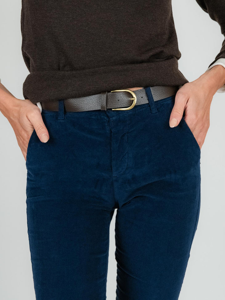 Pantalone a trombetta in velluto blu 824W21 BLU ANDREA MORANDO 