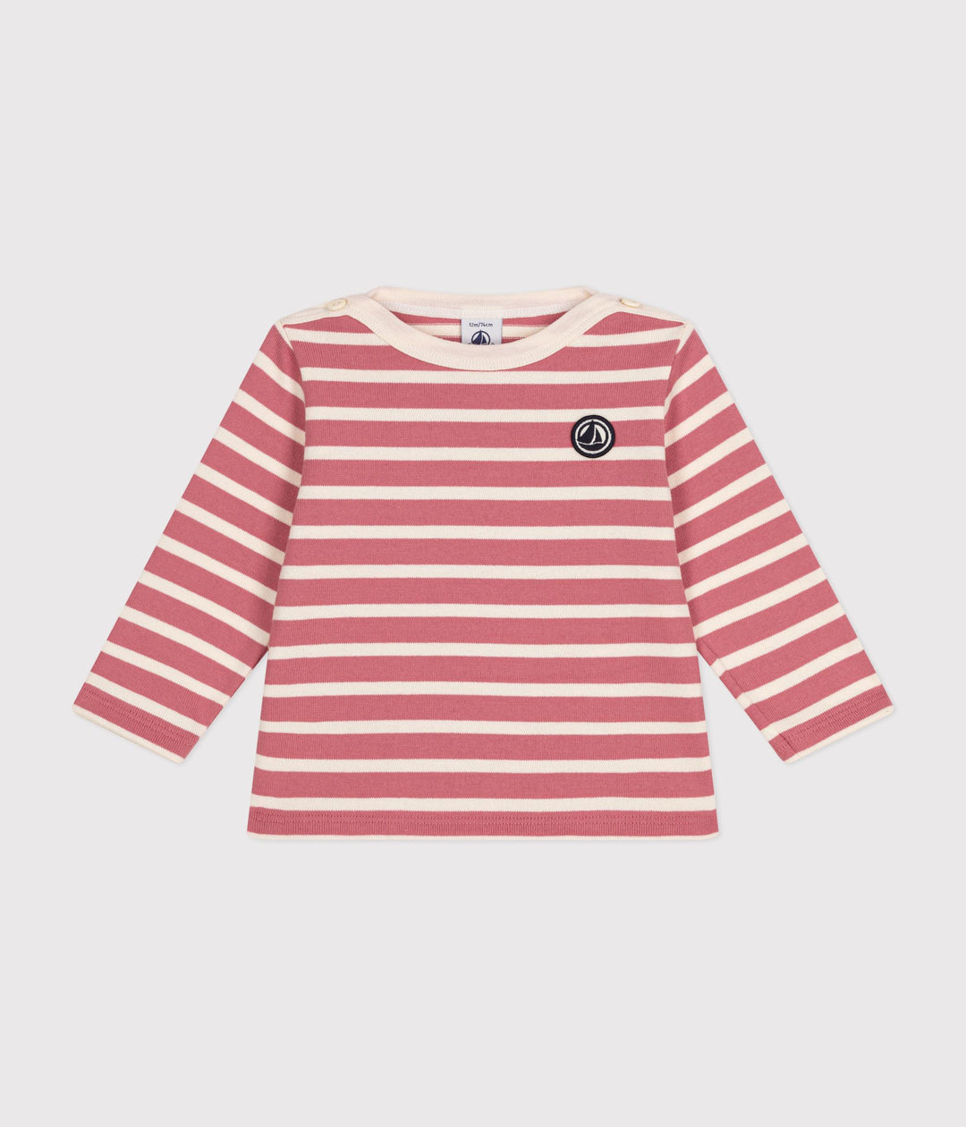 Marinière rosa a righe in cotone spesso neonato A0BM3 01 PETIT BATEAU 