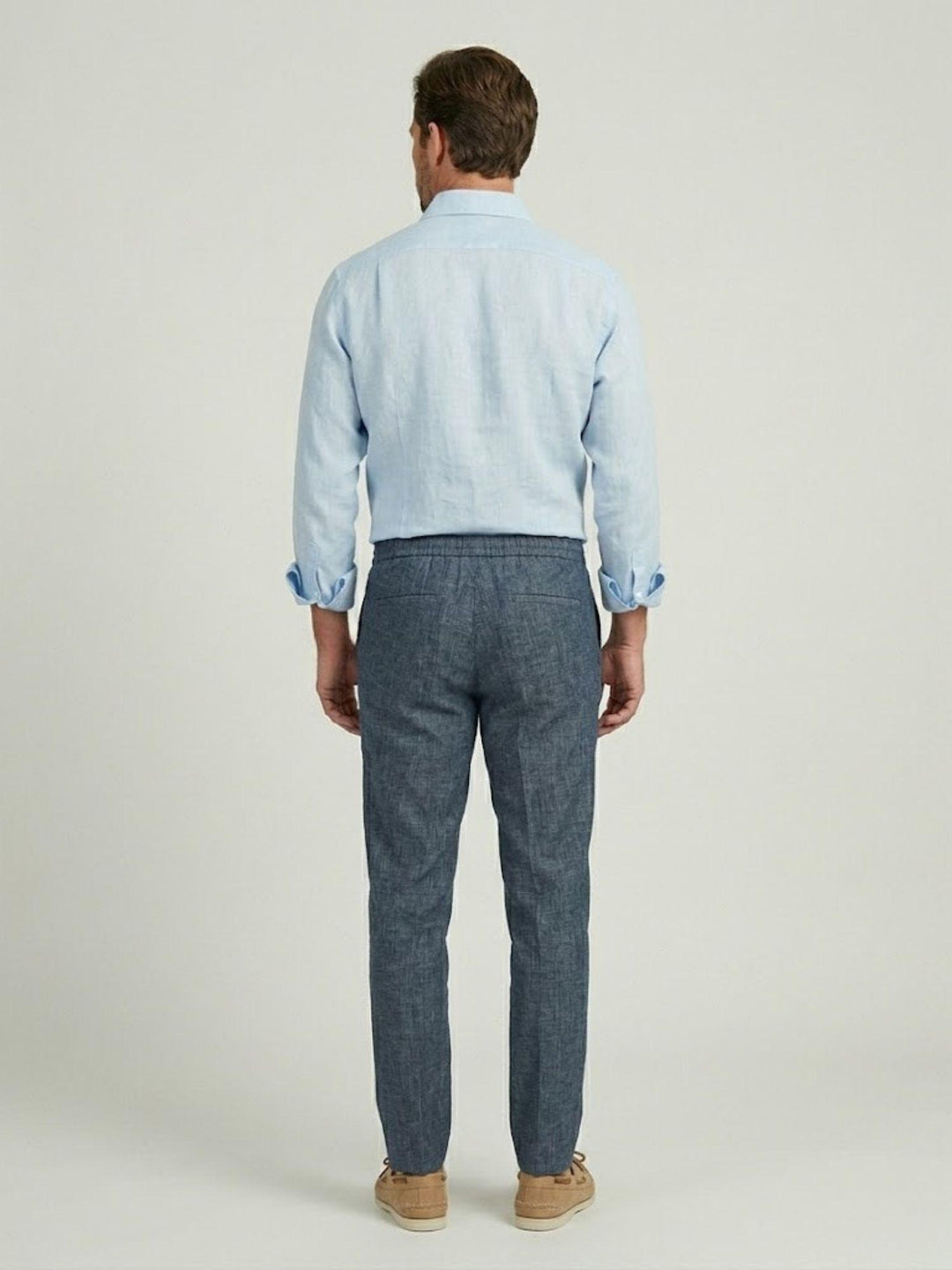 Pantalone in cotone con coulisse fiammato navy PTN00622 NAVY ANDREA MORANDO 