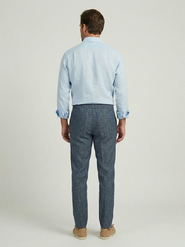 Pantalone in cotone con coulisse fiammato navy PTN00622 NAVY ANDREA MORANDO 