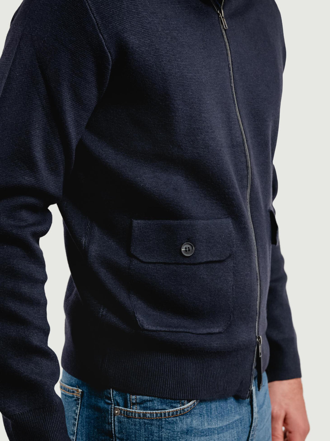 MAGLIA A LUPETTO CON ZIP IN MISTO LANA BLU NAVY 4061225 205 ANDREA MORANDO 