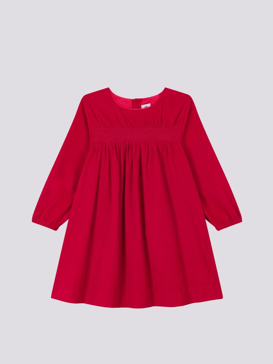 ABITO MANICHE LUNGHE IN VELLUTO TINTA UNITA BAMBINA A082G 01 PETIT BATEAU 