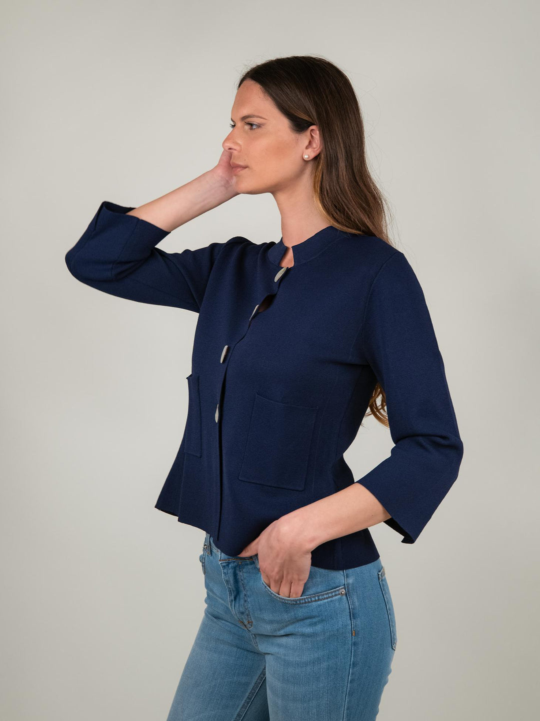 GIACCHINA BLU CON MAXI BOTTONI 2416155 089 ANDREA MORANDO 