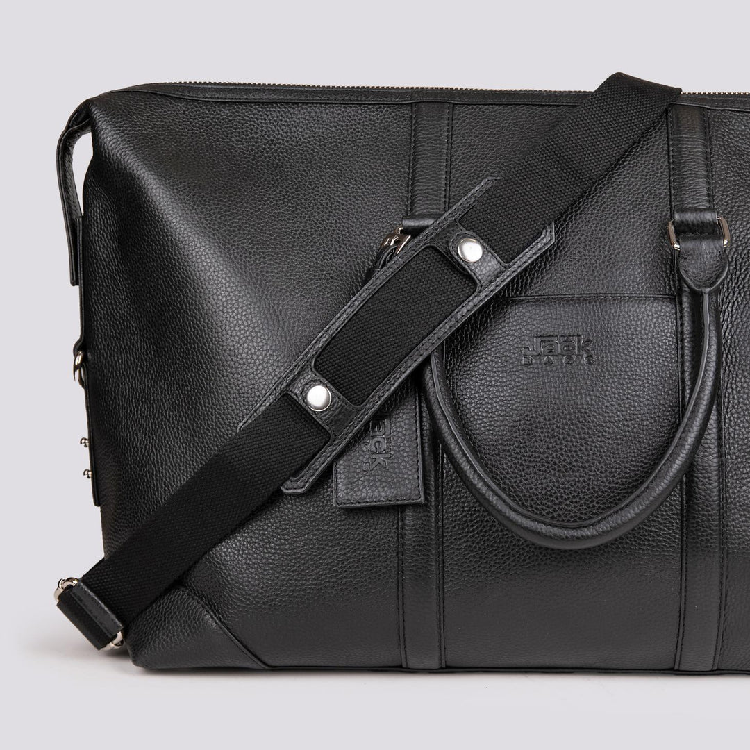 BORSONE DA VIAGGIO IN PELLE MARTELLATA NERA ATLAS ATLA 20 JACK LEATHER 