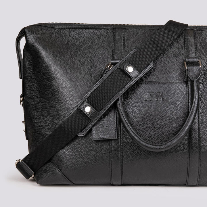 BORSONE DA VIAGGIO IN PELLE MARTELLATA NERA ATLAS ATLA 20 JACK LEATHER 