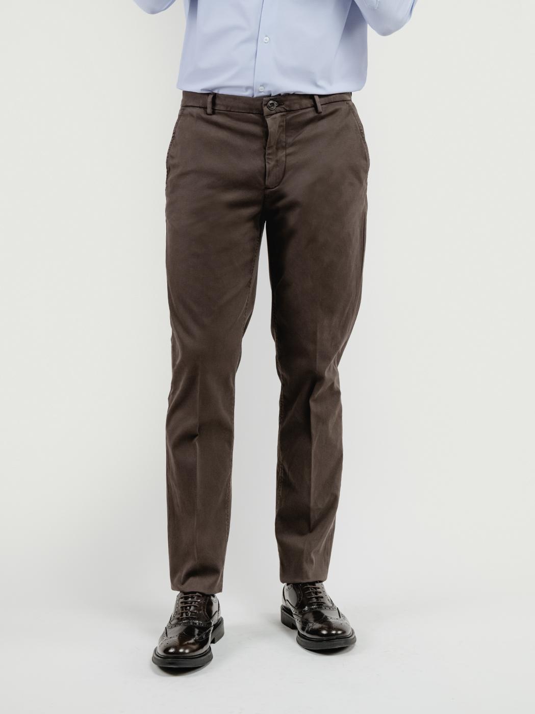 PANTALONE  STRIKER IN COTONE CON MICROTRAMA TESTA MORO T617STR 698 NOLAB 