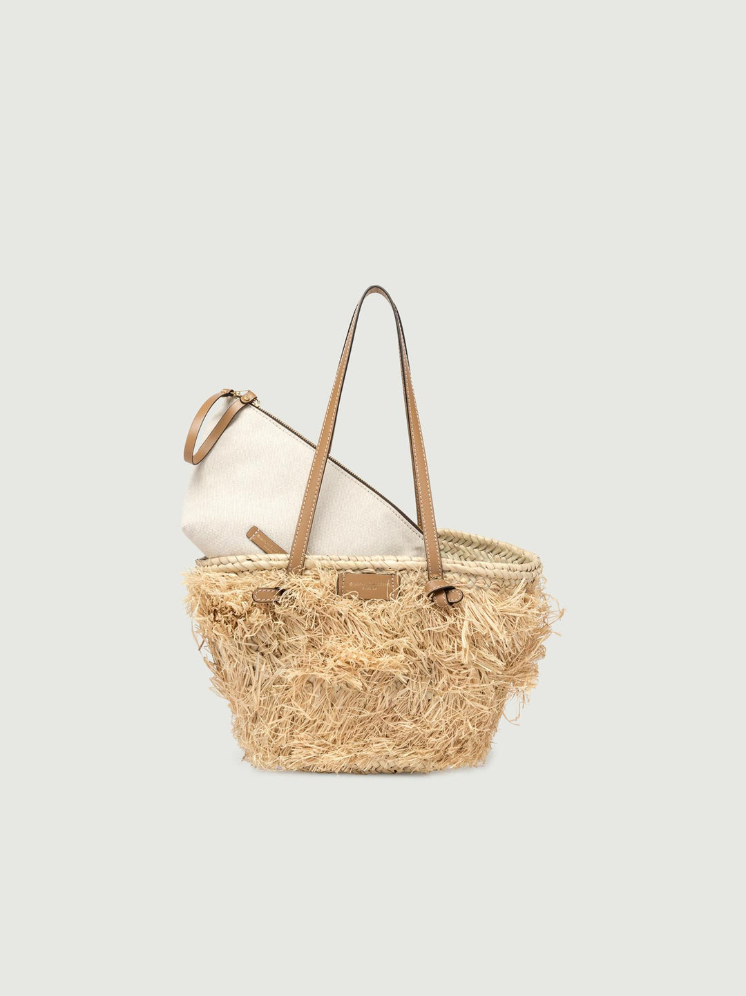 BORSA A SPALLA MIRTA IN PAGLIA CON DETTAGLI CUOIO BS 10760 BSK-PL 2554 GIANNI CHIARINI 