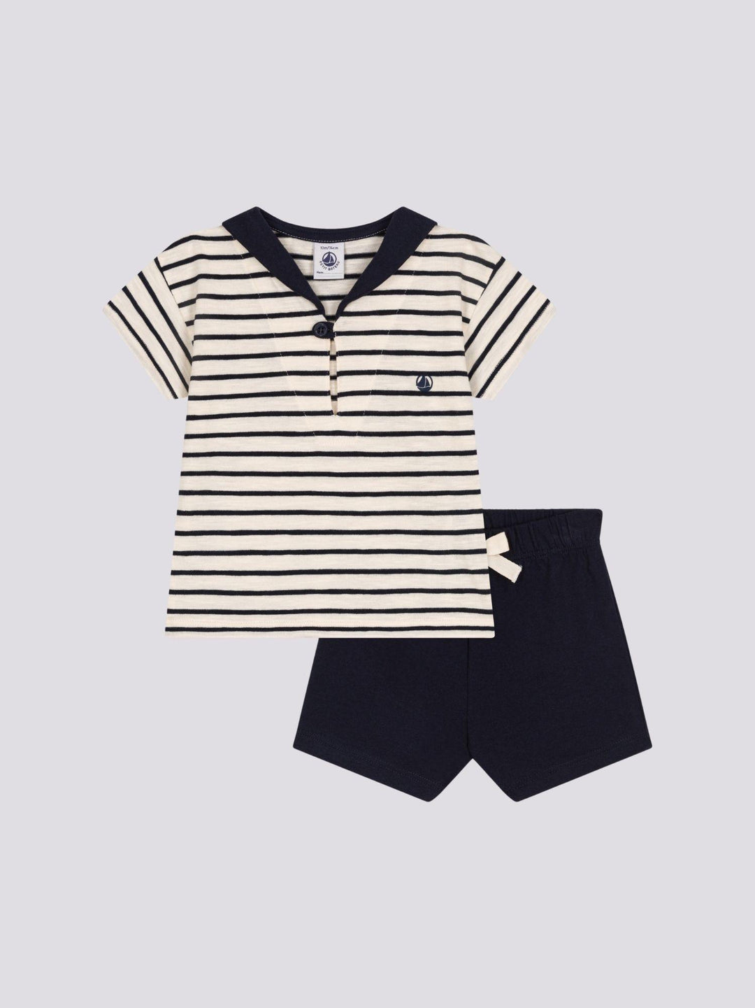 SET BEBÈ T-SHIRT E PANTALONCINI IN JERSEY BLU A09X0 01 PETIT BATEAU 