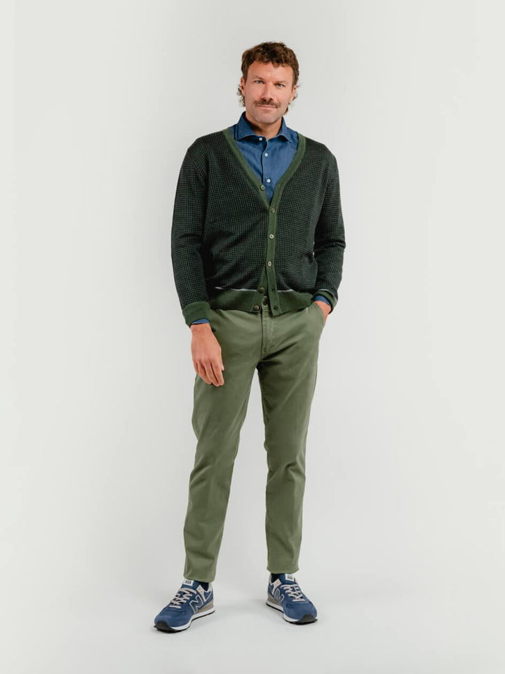 PANTALONE IN COTONE VERDE SALVIA 7657TO SALVIA ANDREA MORANDO 