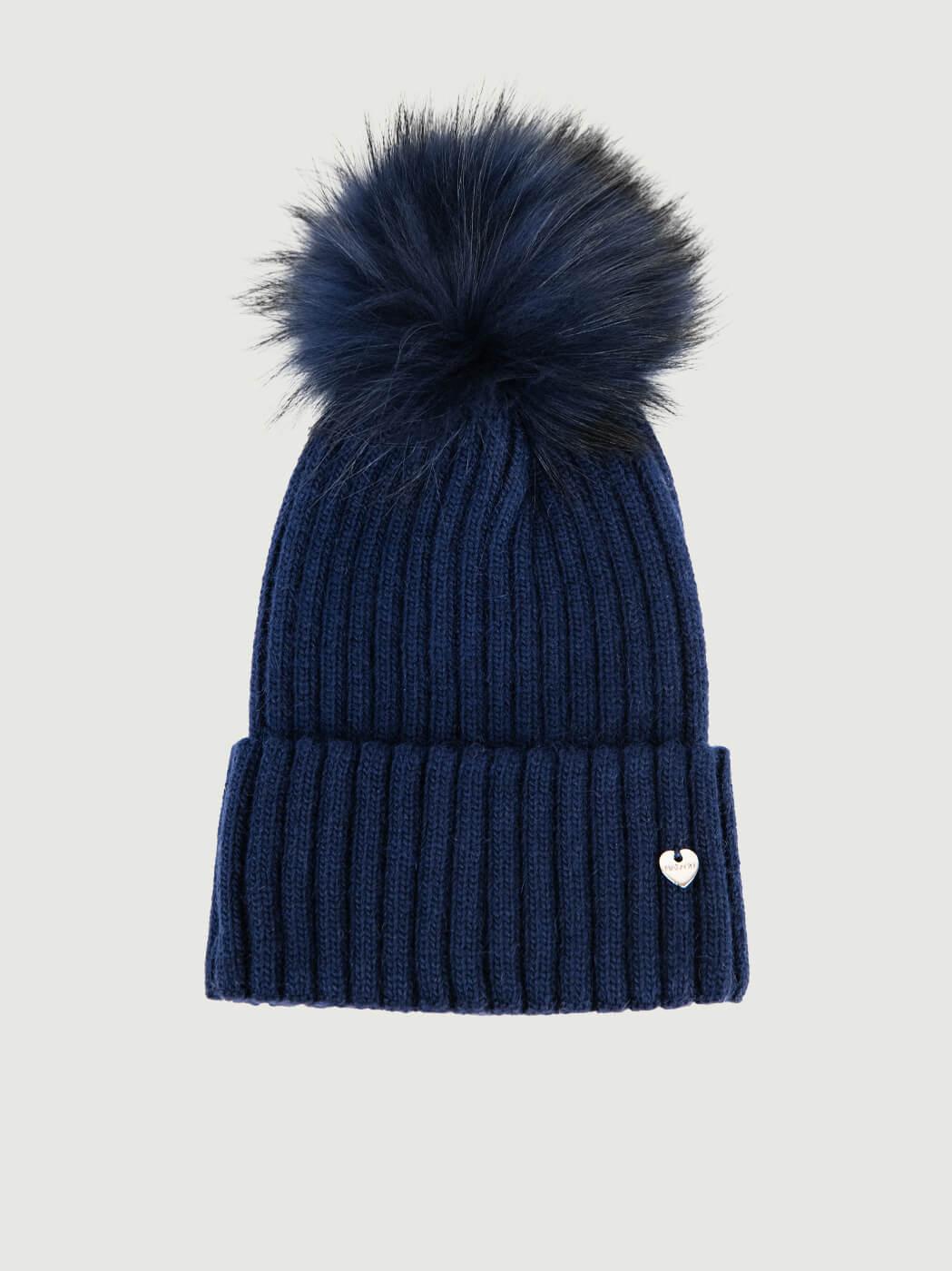 BERRETTO A COSTE BLU CON POM POM CP3628 BLU ANDREA MORANDO 
