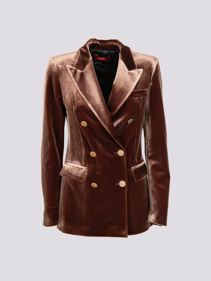 BLAZER DOPPIOPETTO IN VELLUTO MARRONE 3877/2894 75 ANDREA MORANDO 