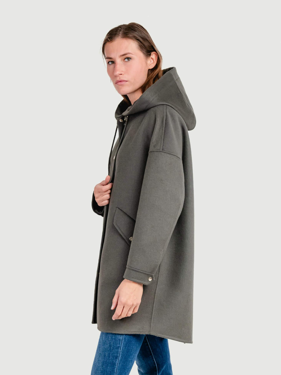 CAPPOTTO PARKA MICHELLE IN LANA VERDE MICHELLE GREEN ANDREA MORANDO 