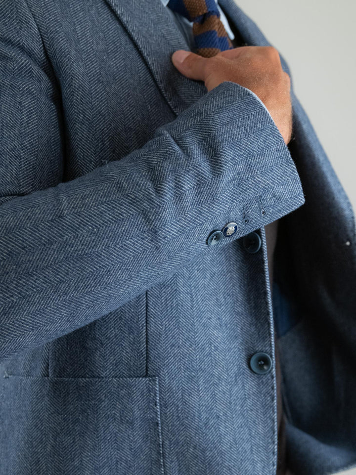 BLAZER IN TESSUTO SPIGATO BLU LM242 JEANS ANDREA MORANDO 