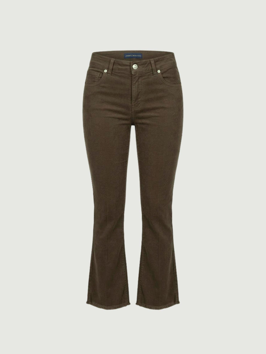 Pantalone a trombetta sfrangiato in cotone cioccolato 80137G190 CIOCOLATO ANDREA MORANDO 