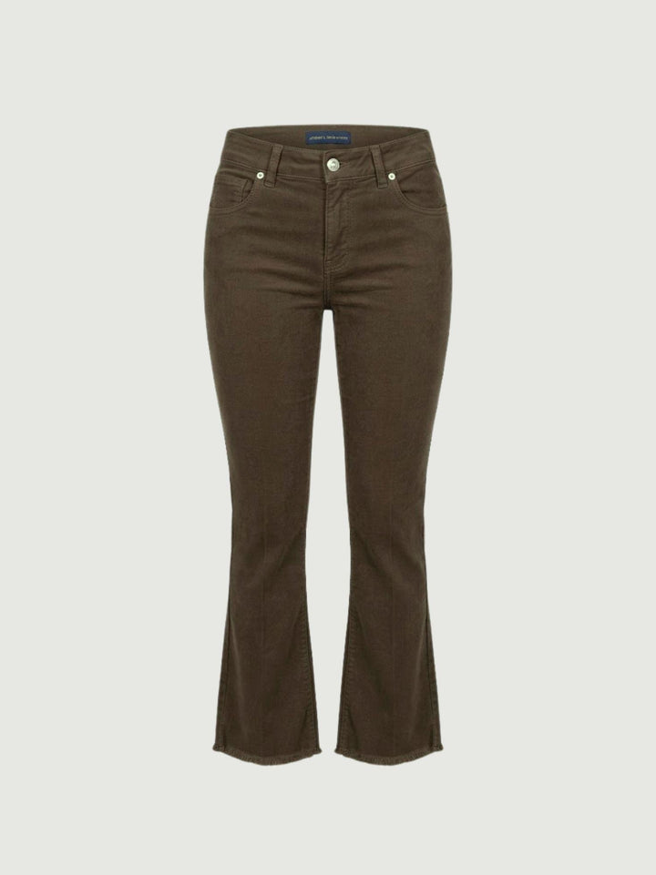 Pantalone a trombetta sfrangiato in cotone cioccolato 80137G190 CIOCOLATO ANDREA MORANDO 