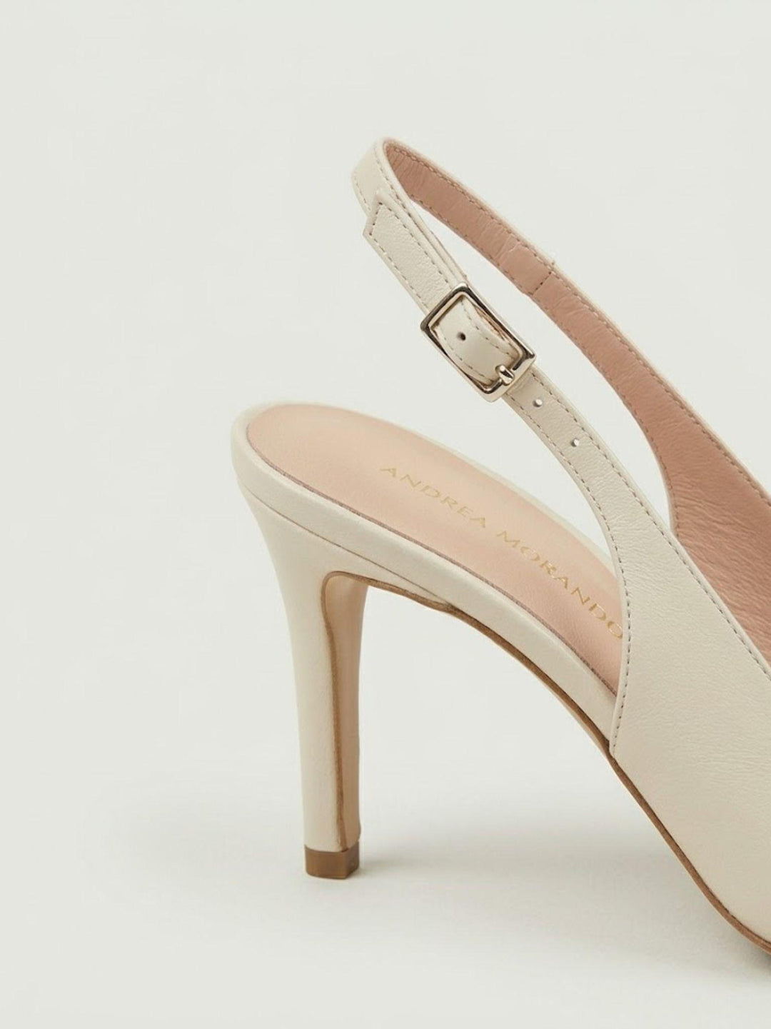 Décolleté slingback in pelle bianca e beige S263 MILK ANDREA MORANDO 